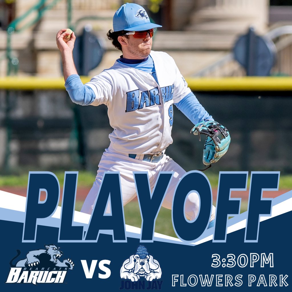 The @CUNYAC Tournament starts tomorrow! The Bearcats host John Jay in a single game playoff at Flowers Park in New Rochelle, NY. First pitch is 3:30pm! Live stats are available at BaruchAthletics.com! #BaruchBaseball #d3baseball ⚾