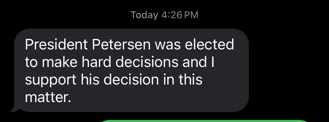 Kern says he supports Petersen’s decision.