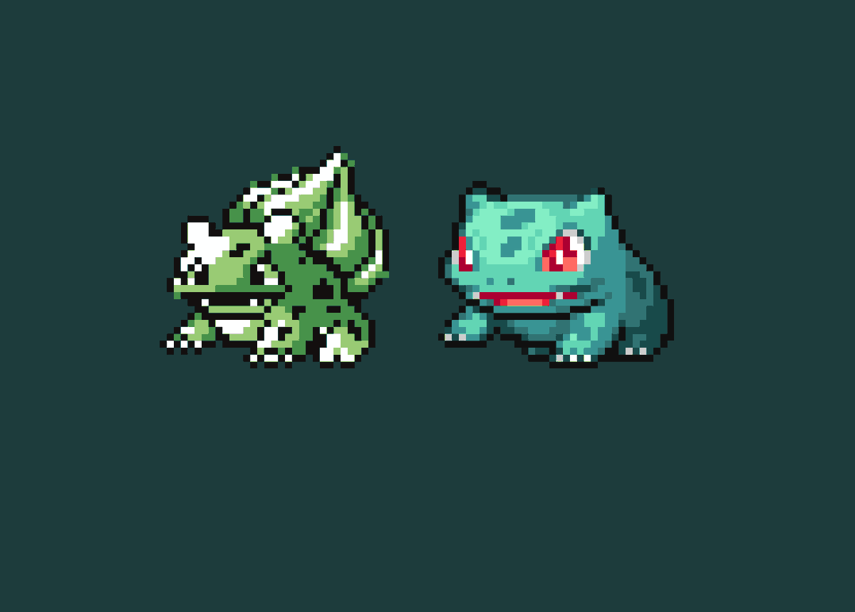 I haven't done pixelart in a long time. Figured I might try recreating some of the old Pokemon sprites in a more modern style. Work in progress #pokemon #pixelart