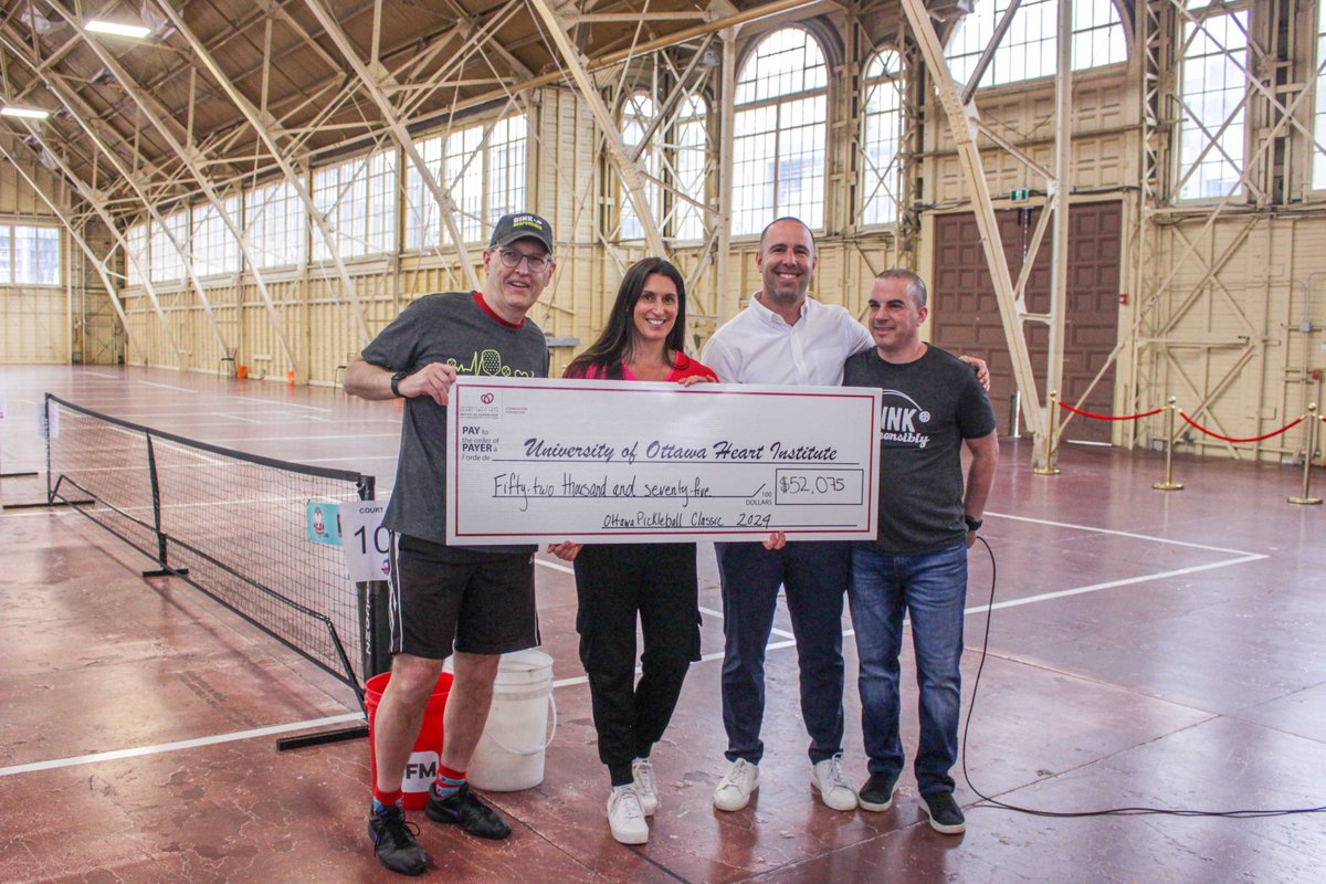 Overflowing gratitude! Yesterday's Ottawa Pickleball Classic presented by CHG-meridian raised $52,075 for the @HeartInstitute! Huge thanks to our partners, participants, volunteers and all who joined forces to make this event a success. ❤️