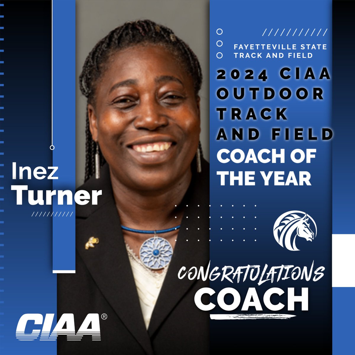 Congratulations to Head Coach Inez Turner for being selected as the CIAA Outdoor Track and Field Coach of the Year! 🐴💙 #attitudecheck #broncopride