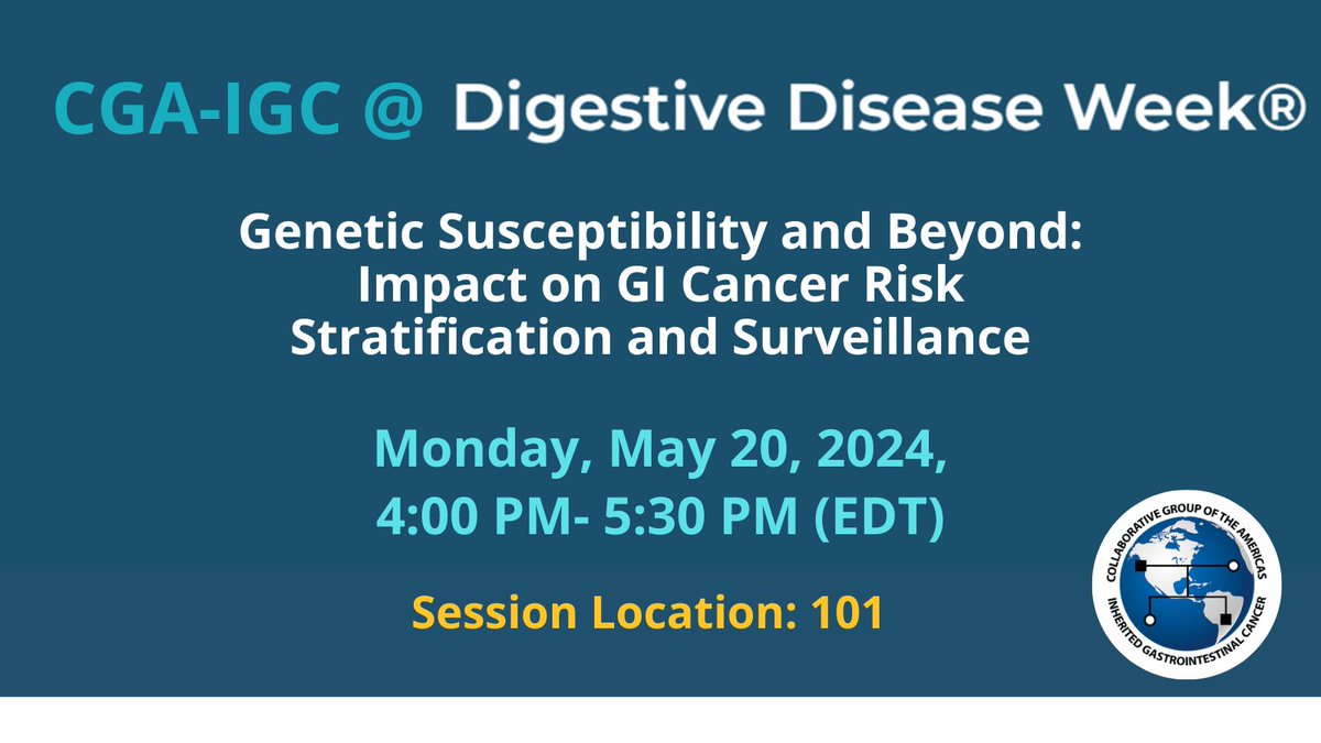 📢Are you attending #DDW24? 📢Want to learn more abt #HereditaryGICancer? ➡️We have the session for you! Add it to your🗓️👉🔗evt.to/eaioaiiuw Moderated by our president #BrysonKatona🗣️ incl past pres. @swatigp & members @TimYen1 #OphirGilad et al #GITwitter #GIFellow