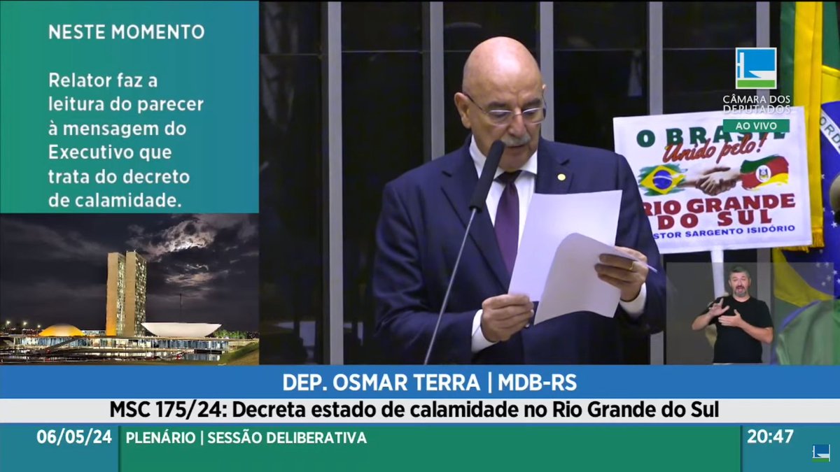 🇧🇷 O deputado Osmar Terra (MDB-RS), ex-ministro do governo de Jair Bolsonaro, é o relator do texto enviado pelo presidente Lula ao Congresso para reconhecer o estado de calamidade pública no Rio Grande do Sul. Segundo o presidente da Câmara, Arthur Lira (PP-AL), é um “momento de…