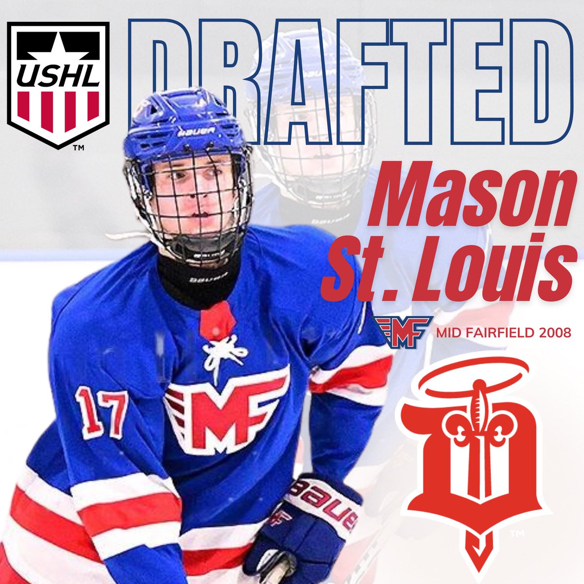 CONGRATS! Mason St. Louis has been selected by @fightingsaints in Round 7 of the @USHL Draft #RollMF #USHLdraft