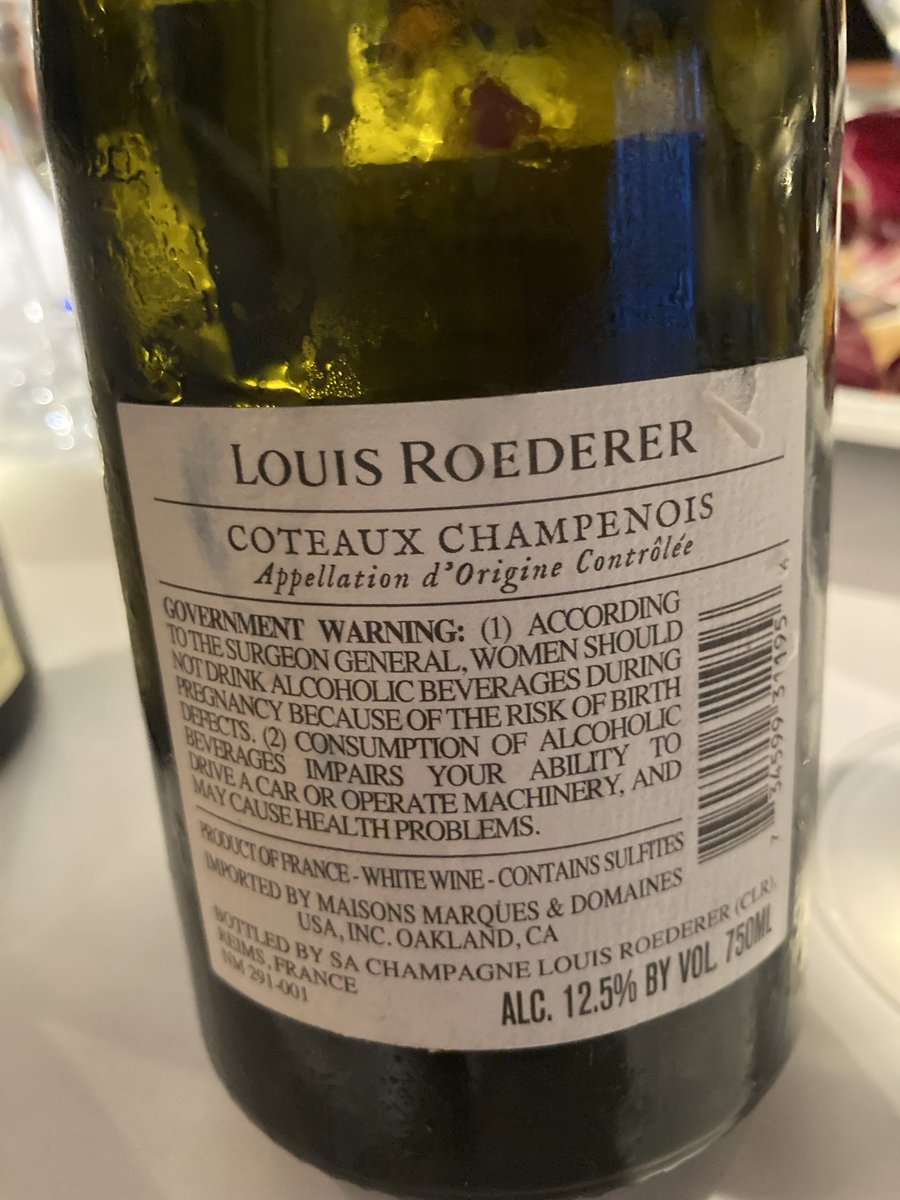 Magnificent French Chardonnay & it ain’t from #Burgundy,19 ⁦@LouisRoederer_⁩ #HommageCamille,greenish color,#GrandCru aromas of stone fruit,white truffles,lime zest,raw almonds & tarragon,immense concentration but as suave as Shaft,multiple layers of flavors,w/Dior elegance