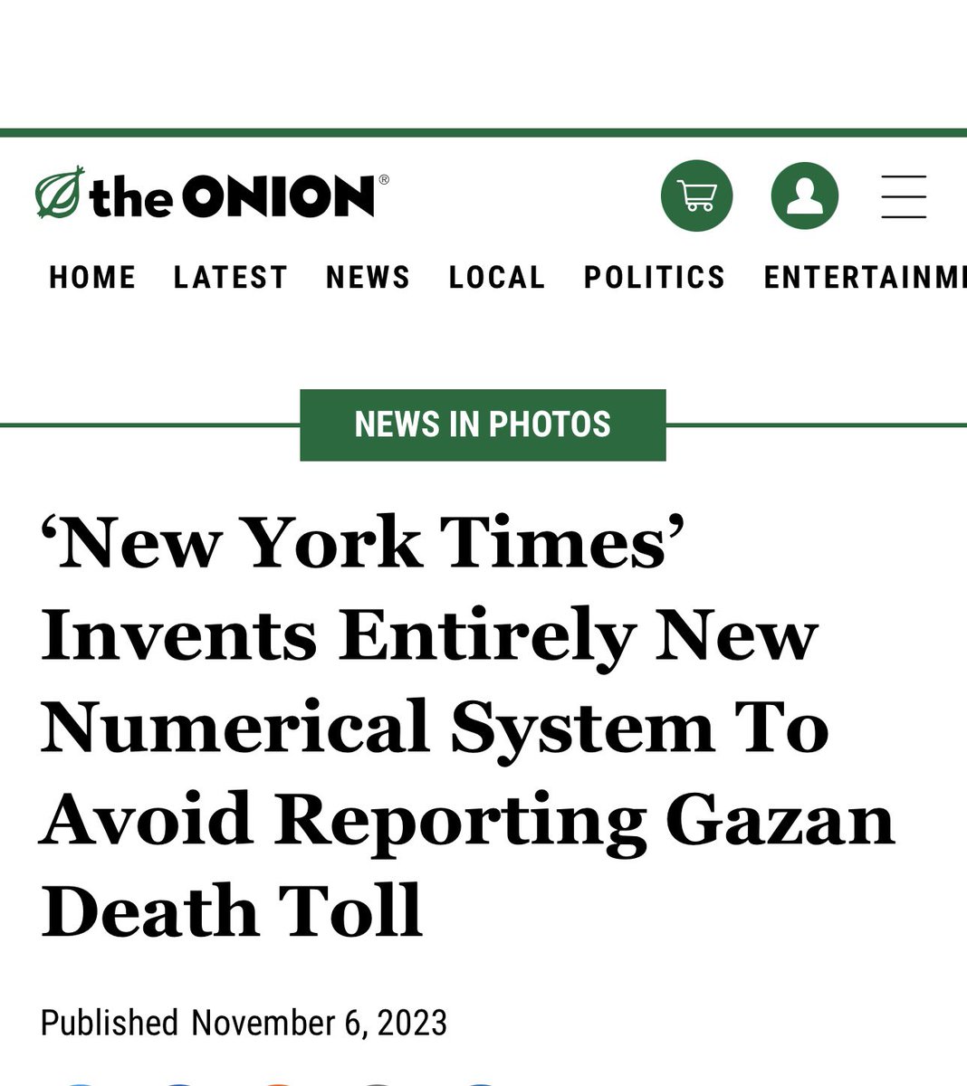 NYT got a Pulitzer for international reporting after censoring its coverage of Gaza and whitewashing Israel’s crimes. It’s hard to tell what is parody anymore.