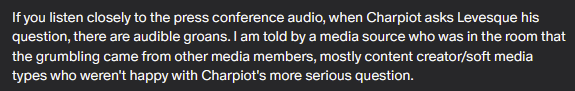 WWE press conferences are clown shows filled with Disney adults for WWE. This is just one piece of an odd and insane story because a reporter asked a normal question, but it really sums up the general media landscape that cover WWE currently.