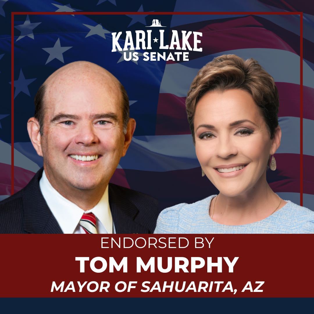 I am honored to be endorsed by Sahuarita Mayor Tom Murphy. While he serves as Mayor of one of the safest communities in Arizona, he knows his town is not immune to the devastating consequences that come from @RubenGallego and @JoeBiden's open border. Mayor Murphy supports our…