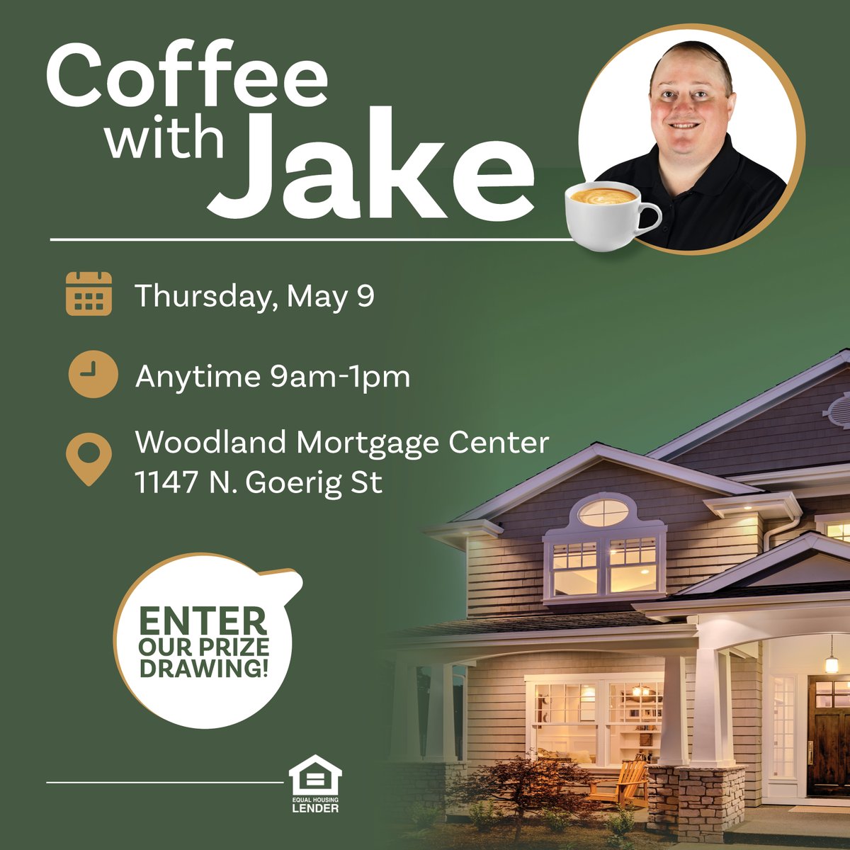 Join mortgage expert Jake for an informal chat about the mortgage process. Stop by anytime 9am-1pm this Thursday, May 9 to enjoy Luckman Coffee Company muffins and coffee and ask any mortgage-related questions you have. See you there! 🏠☕#CoffeewithJake