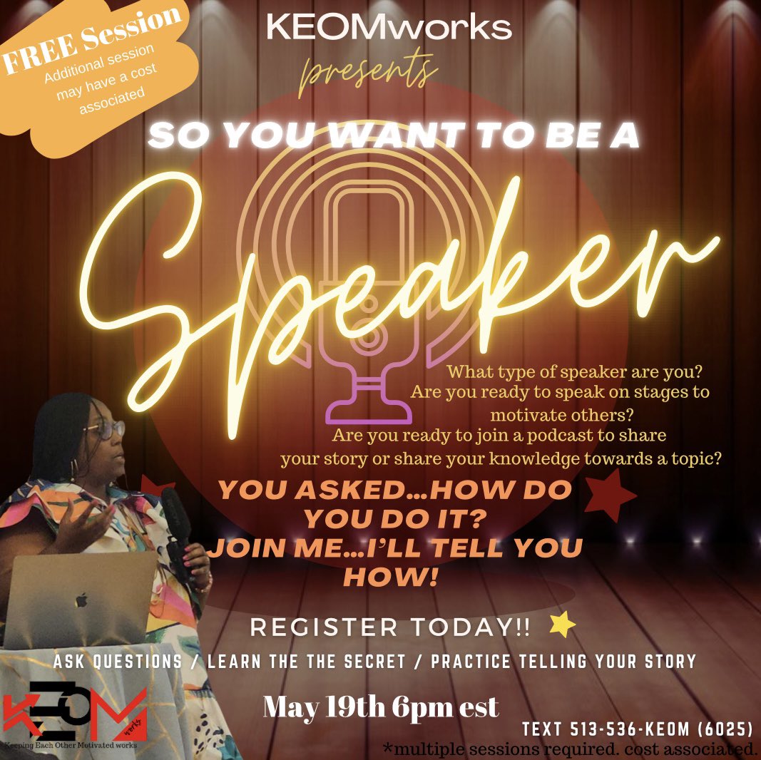 You can find the registration form 'So You Want to be a Speaker' at: form.jotform.com/222686085069061 #Free #SMCook #KEOMworks