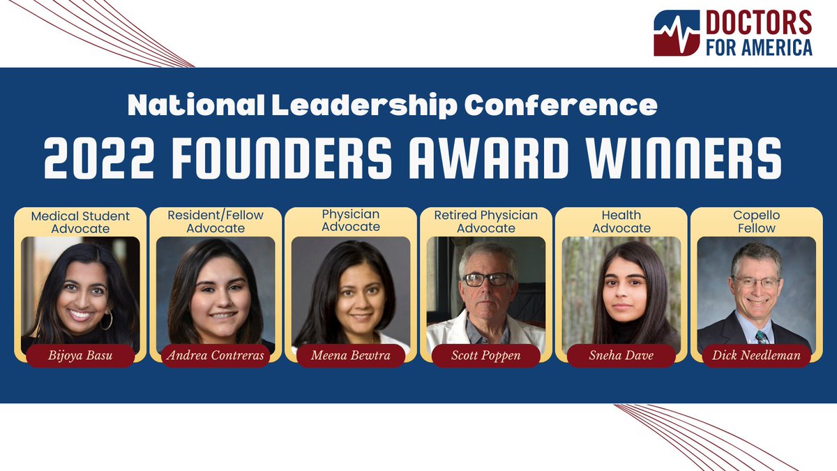 A reminder that the 2024 Founder’s Award nominations are due Sunday, May 12th. All nominees will be recognized at DFA’s National Leadership Conference (NLC) at awards ceremony on Friday, June 7, 2024. Nominations: form.jotform.com/240926710244048 NLC Registration: doctorsforamerica.org/event/2024-nat…