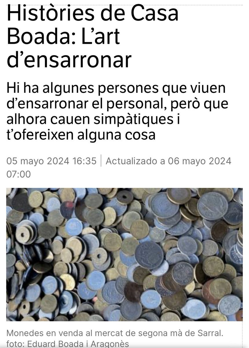 eduardboada's tweet image. L’art d’ensarronar: “Jo vaig conèixer a un «mossèn» de #Riudoms que va sovintejar molt #CasaBoada.” @diaridtarragona #HistòriesdeCasaBoada #Tarragona 
🗞️diaridetarragona.com/movil/tarragon…