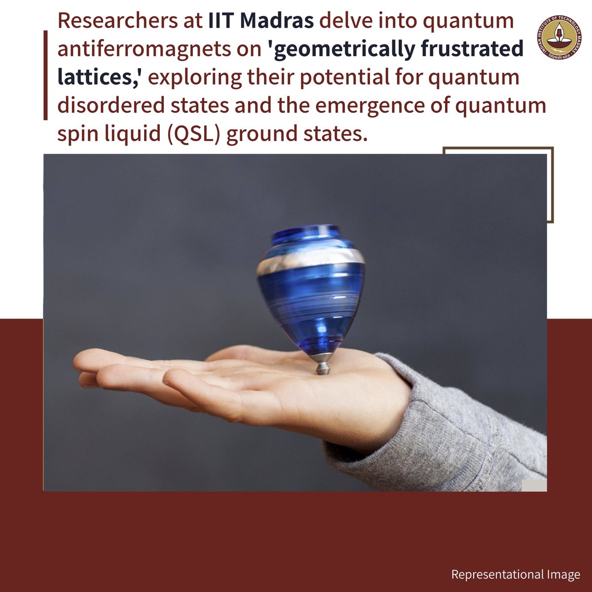 #techtuesday Researchers at @iitmadras with peers from @UniCologne discuss 'Quantum antiferromagnets' on geometrically frustrated lattices in the formation of quantum disordered states & the possible emergence of quantum spin liquid ground states.
Read: tech-talk.iitm.ac.in/a-quantum-spin/