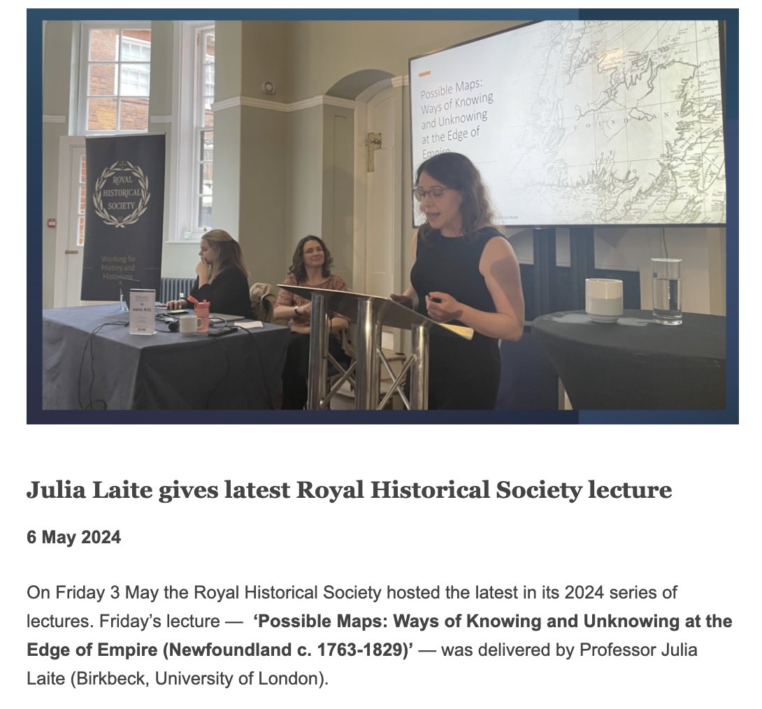 Last Friday, we were delighted to host @JuliaLaite who gave the latest @RoyalHistSoc lecture. The recording of Julia's excellent paper - 'Possible Maps: Ways of Knowing and Unknowing at the Edge of Empire' - will be available soon bit.ly/4b7la7R #twitterstorians