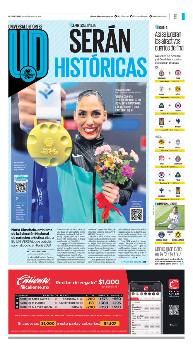 #EnPortada 📰 #BuenMartes ☀️

@NuriaDiosdado AFIRMA QUE SERÁN HISTÓRICAS EN PARÍS 2024 🇫🇷🇲🇽

➡️ eluni.mx/oa6dsd0l