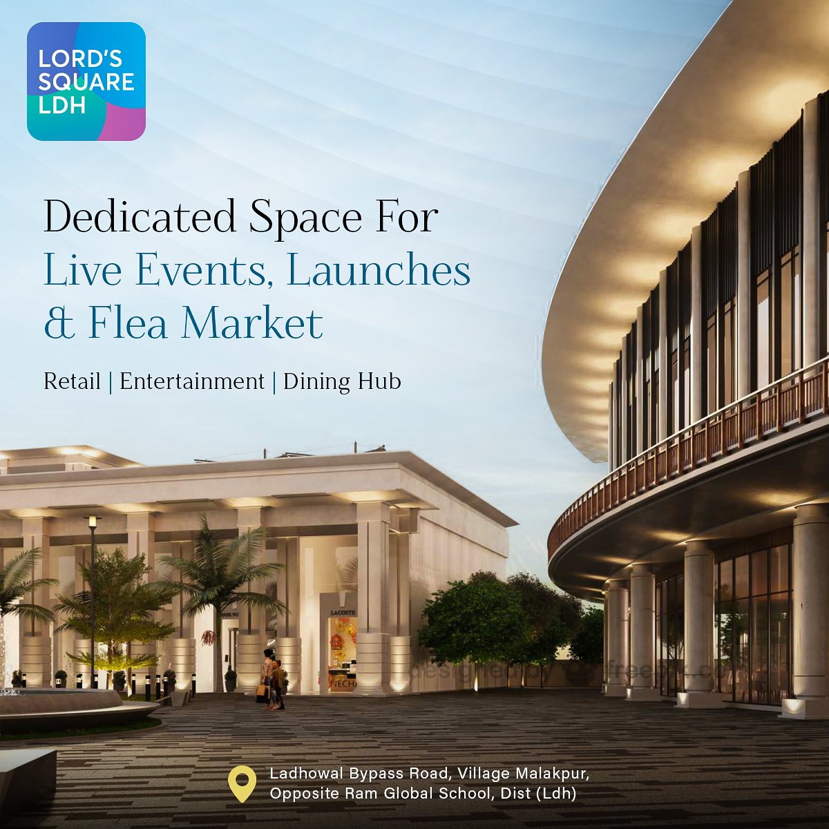 RIPSSInfra's tweet photo. From captivating live events to launches and charming flea market vibes, our dedicated space is where it all unfolds.

Retail | Entertainment | Dining Hub

📍Ladhowal Bypass Road, Village Malakpur, Opposite Ram Global School, Dist (Ldh)

#RIPSSinfra #LordsSquare #Retail #RIPSS https://t.co/wnk5mkvNfK