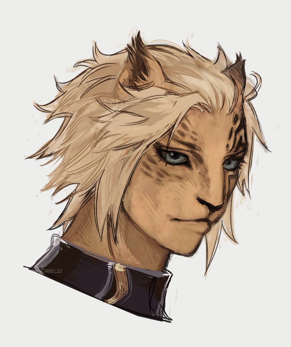 headshot of @ZIRCOOT_ 's stunning kitty! 🫶  

[ #FFXIV #FFXIVART #Hrothgar #Dawntrail ]