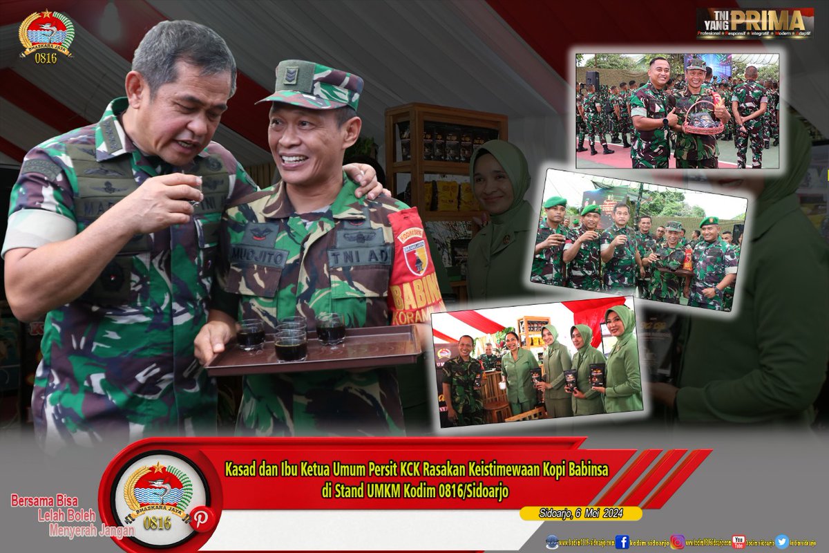 Kodim_0816's tweet photo. KASAD dan Ibu Ketua Umum Persit Rasakan Kelezatan Kopi Babinsa, Produk Unggulan dari Kodim 0816 Sidoarjo
#tni
#kodam5brw
#korem084bhaskarajaya
#sidoarjo
#BaktiKodamVBrawijaya
#puspentni
#tniad
#dispenad51
#pendam5
#sidoarjo https://t.co/Dw0ZbgdDYs