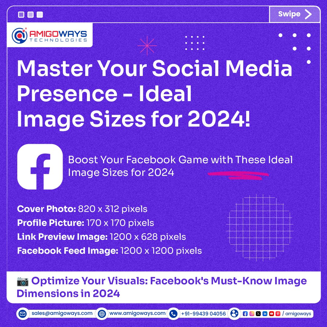 amigoways's tweet image. Master the ideal image sizes for 2024 across @Facebook, @Instagram, @Twitter, and @LinkedIn! From cover photos to profile pics, ensure your presence shines with precision-perfect dimensions. Tap for more tips: amigoways.com/ui-ux-design-s… 

#SocialMedia #VisualOptimization #Amigoways