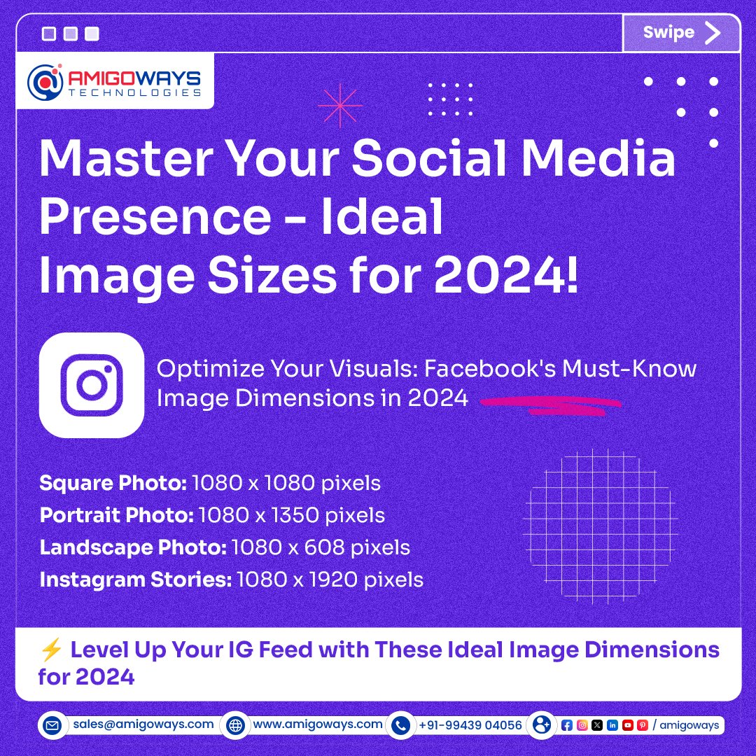 amigoways's tweet image. Master the ideal image sizes for 2024 across @Facebook, @Instagram, @Twitter, and @LinkedIn! From cover photos to profile pics, ensure your presence shines with precision-perfect dimensions. Tap for more tips: amigoways.com/ui-ux-design-s… 

#SocialMedia #VisualOptimization #Amigoways