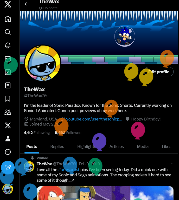 Balloons have invaded my profile so I placed some spikes on the top of my banner. That should stop them!🧐