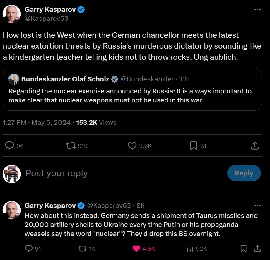 This. After each atomic threat, give Ukraine more ways to defeat Russia. Tick for tock on Russians imaginary atomic clock.