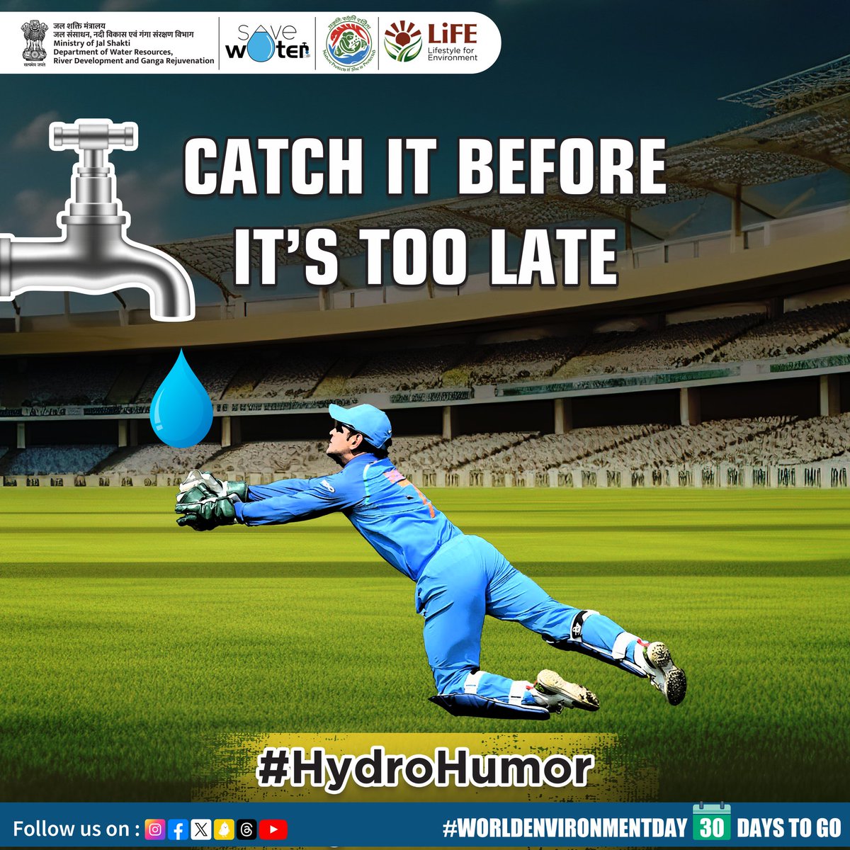 SAVE + H2O = #07 Catch wins matches, but catching every drop is real win for our planet! Let's step up our efforts in #waterconservation and make lasting impact. Together, we can preserve this vital resource for future generations. #HydroHumor #EveryDropCounts #MissionLiFE