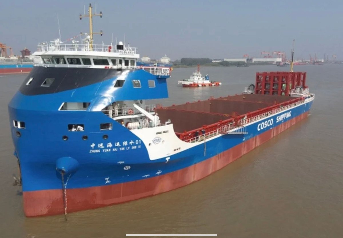 Great progress on green shipping! World’s largest electric container ship starts service between China’s major coastal cities It is hoped the Cosco ship will help to reduce emissions, saving 3,900kg of fuel for each 100 nautical miles sailed