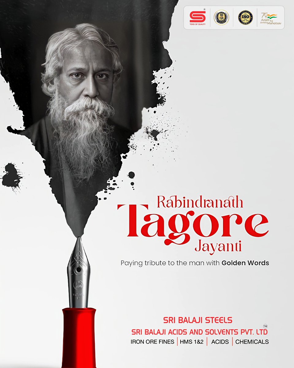 Saluting the timeless wisdom and literary legacy of Rabindranath Tagore on his birth anniversary.

#RabindranathTagore #PoeticGenius #literature #CulturalHeritage #sribalajisteelskunnathur