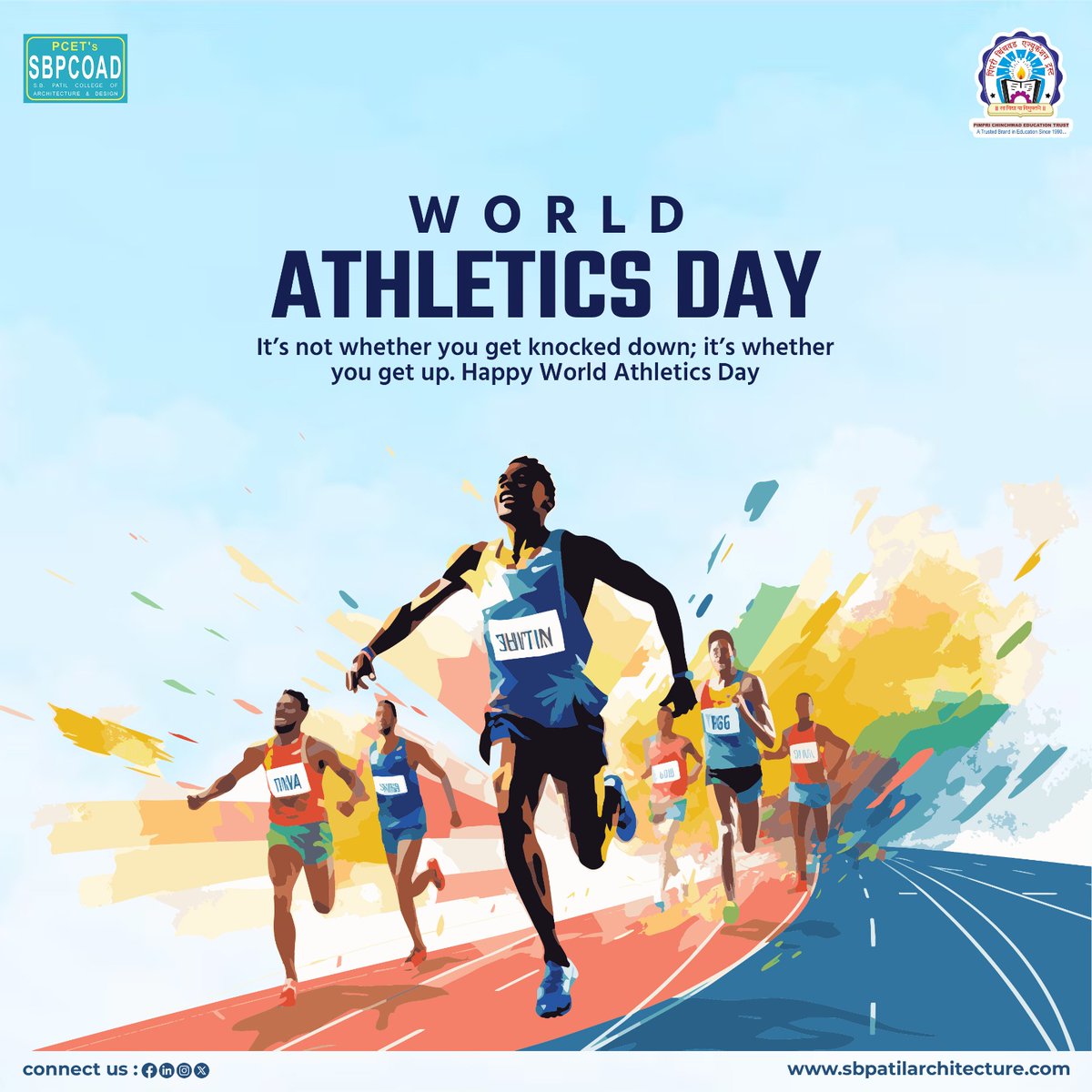 On this world athletics day, let's Focus on building a true sportsmanship spirit towards achieving a successful life. Happy World Athletics Day !! #PCET #SBPCOAD #WorldAthleticsDay #Athletics #WorldAthleticsDay2024 #sports #athlets #trending #FutureStars #worldchampionship