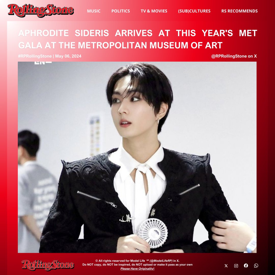 𝗥𝗼𝗹𝗹𝗶𝗻𝗴 𝗦𝘁𝗼𝗻𝗲𝘀 ᴿᴾ •  Pop culture!
Cover • 𝗘͟𝘃͟𝗲͟𝗻͟𝘁͟ • Update • More

﹝  🗞️  ﹞ —— 𝗥𝗲𝗮𝗱 𝗺𝗼𝗿𝗲: 𝗔𝗽𝗵𝗿𝗼𝗱𝗶𝘁𝗲 𝗦𝗶𝗱𝗲𝗿𝗶𝘀 (<a href="/justaprettygod/">｡ ׂ ˳ 𝒫𝑟𝑒𝑡𝑡𝑦 𝑑𝑜𝑙𝑙 ׅ ۟ - ¡Off!</a>) attends to #TheMetGala24RP at the Metropolitan Museum of Arts © #RPRollingStone