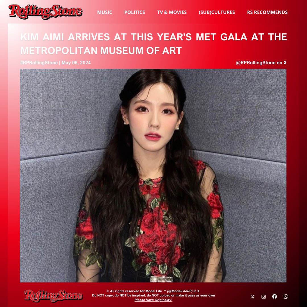 𝗥𝗼𝗹𝗹𝗶𝗻𝗴 𝗦𝘁𝗼𝗻𝗲𝘀 ᴿᴾ •  Pop culture!
Cover • 𝗘͟𝘃͟𝗲͟𝗻͟𝘁͟ • Update • More

﹝  🗞️  ﹞ —— 𝗥𝗲𝗮𝗱 𝗺𝗼𝗿𝗲: 𝗞𝗶𝗺 𝗔𝗶𝗺𝗶 (<a href="/coldbreezee_/">—</a>) attends to #TheMetGala24RP at the Metropolitan Museum of Arts © #RPRollingStone