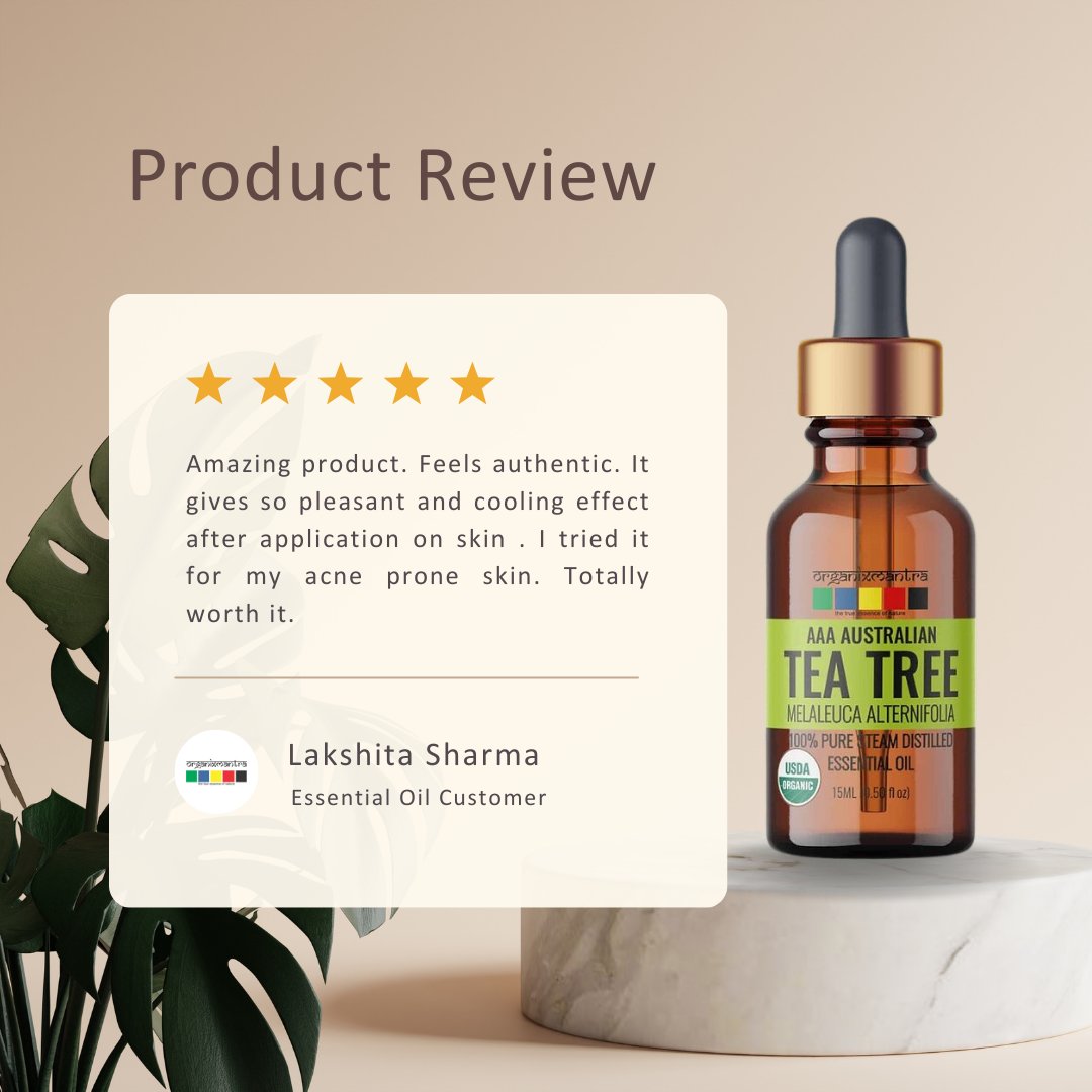 A cherished review from one of our happy customers shares the magic: 'This tea tree oil is an amazing product; it feels authentic and is truly pleasing. #TeaTreeOil #AuthenticCare #NaturalPurity #EffectiveSolutions #PureJoy #OrganixMantra Try Now bit.ly/45GlKXd