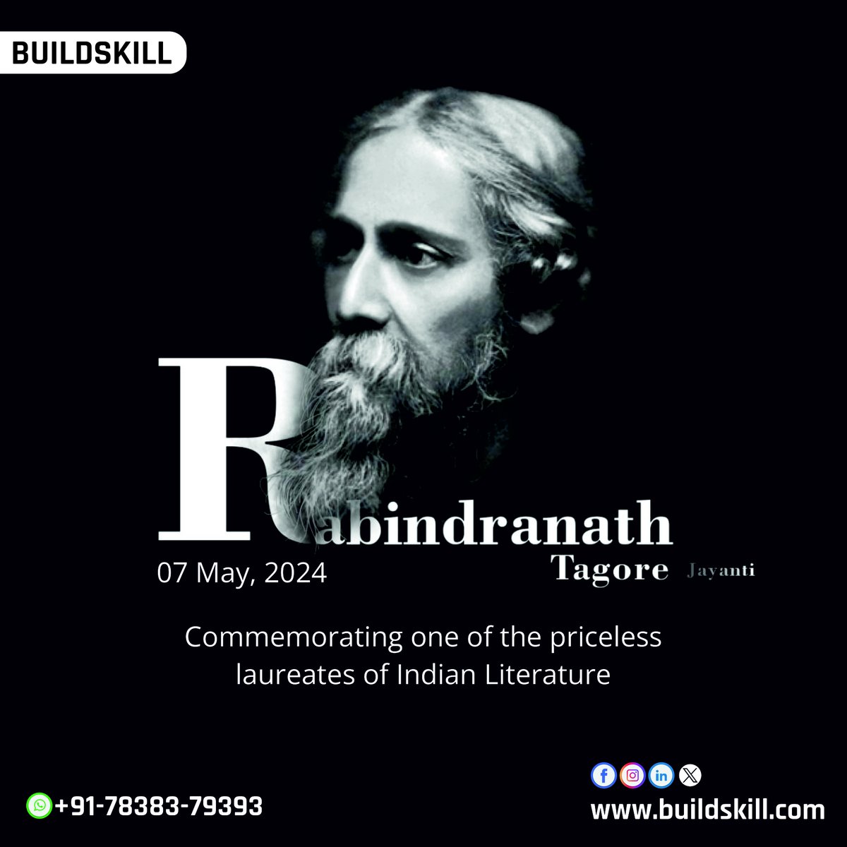 On this Rabindranath Tagore Jayanti, Buildskill honours the man who lived a life of extraordinary creativity, compassion, and courage. 
May his works continue to inspire us to strive for a better world.  

#buildskill #RabindranathTagoreJayanti #TopicalSpot #RabindranathTagore