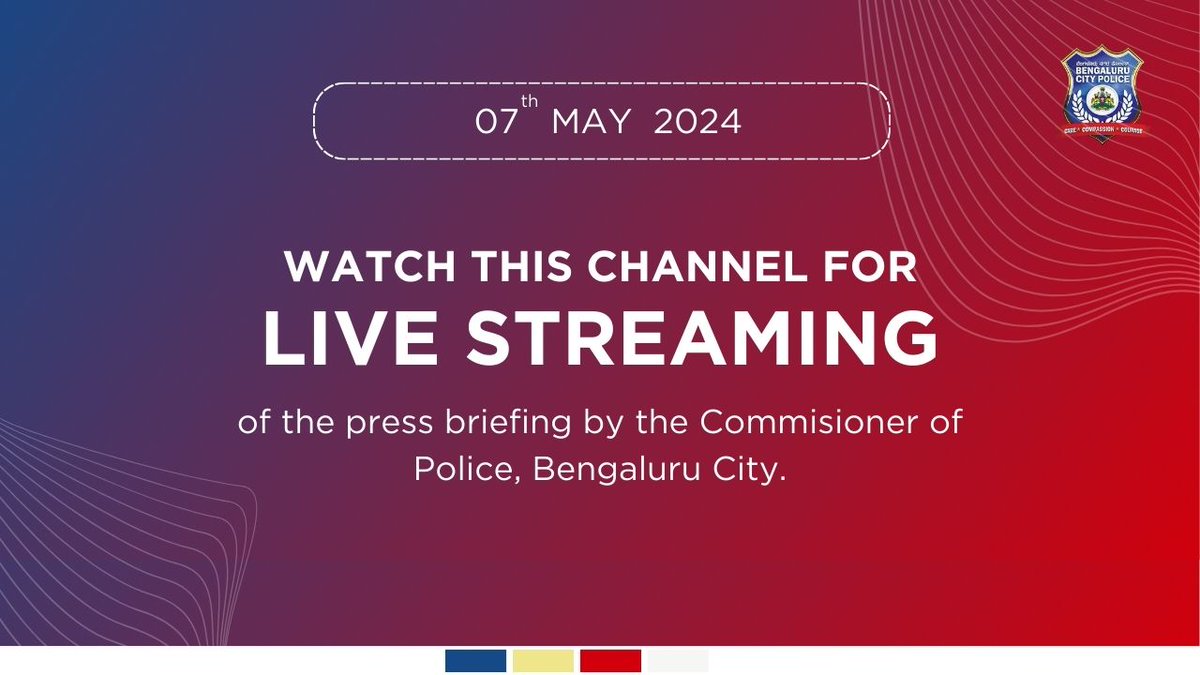 Join us live at 11:15 AM on YouTube for today's weekly press briefing by Commissioner of Police, Bengaluru Click the link below : youtube.com/live/r-JdCOF_n…