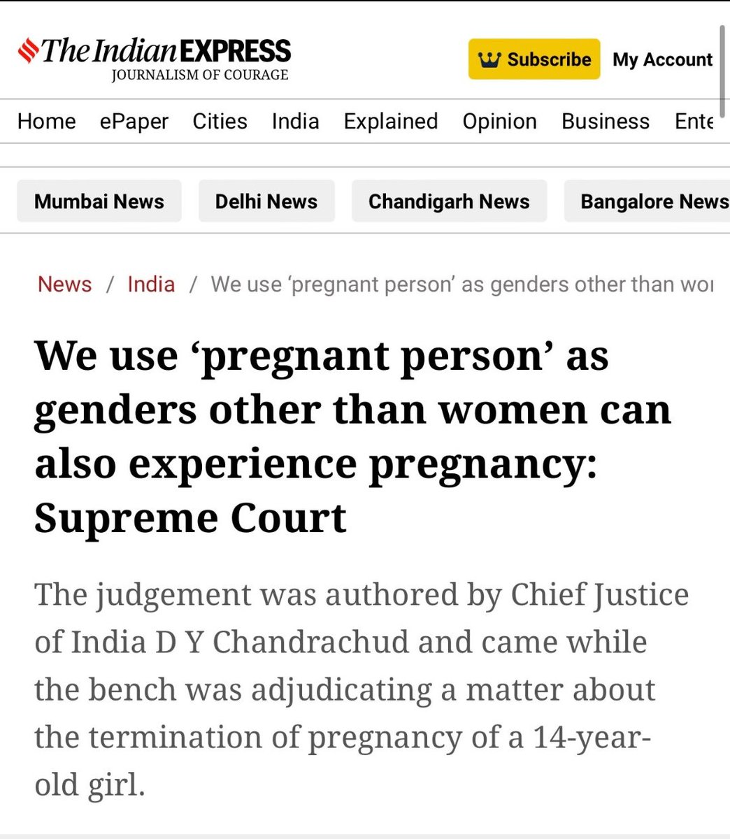 No one except a Biological Woman can get pregnant, but Milords are making false claims and setting a precedent.

Can we say 'We will rip you apart' to the judges for this like they said to Baba Ramdev?