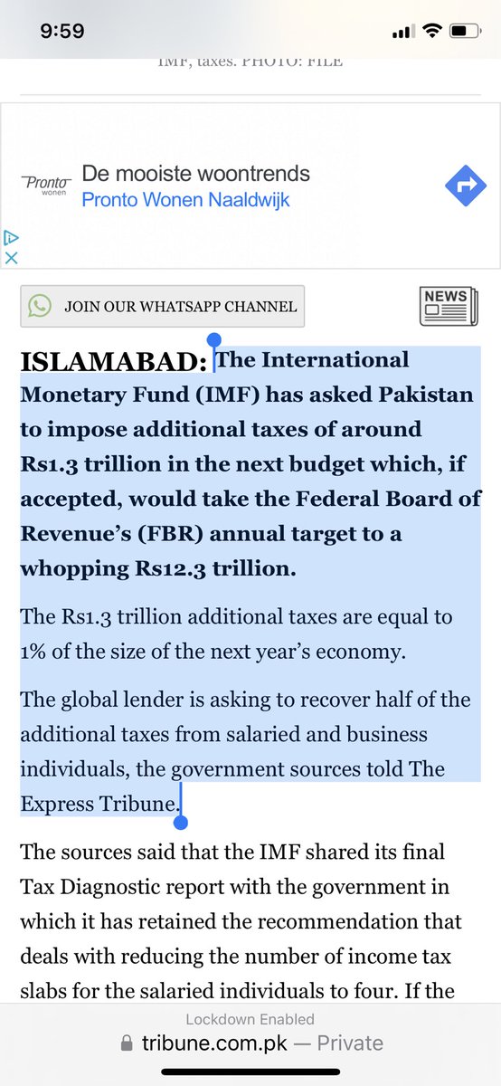 Here we go again. Easier to tax us than reduce expenditure… a pox on the govt as well as imf… tribune.com.pk/story/2465467/…