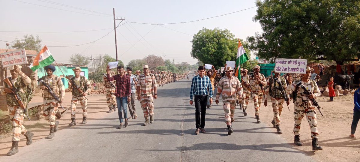 During 20 km Route March, Recruits of RTC Karera (MP) created awareness among the local people to cast their votes during the ongoing General  Elections.
#ITBP
#HIMVEERS