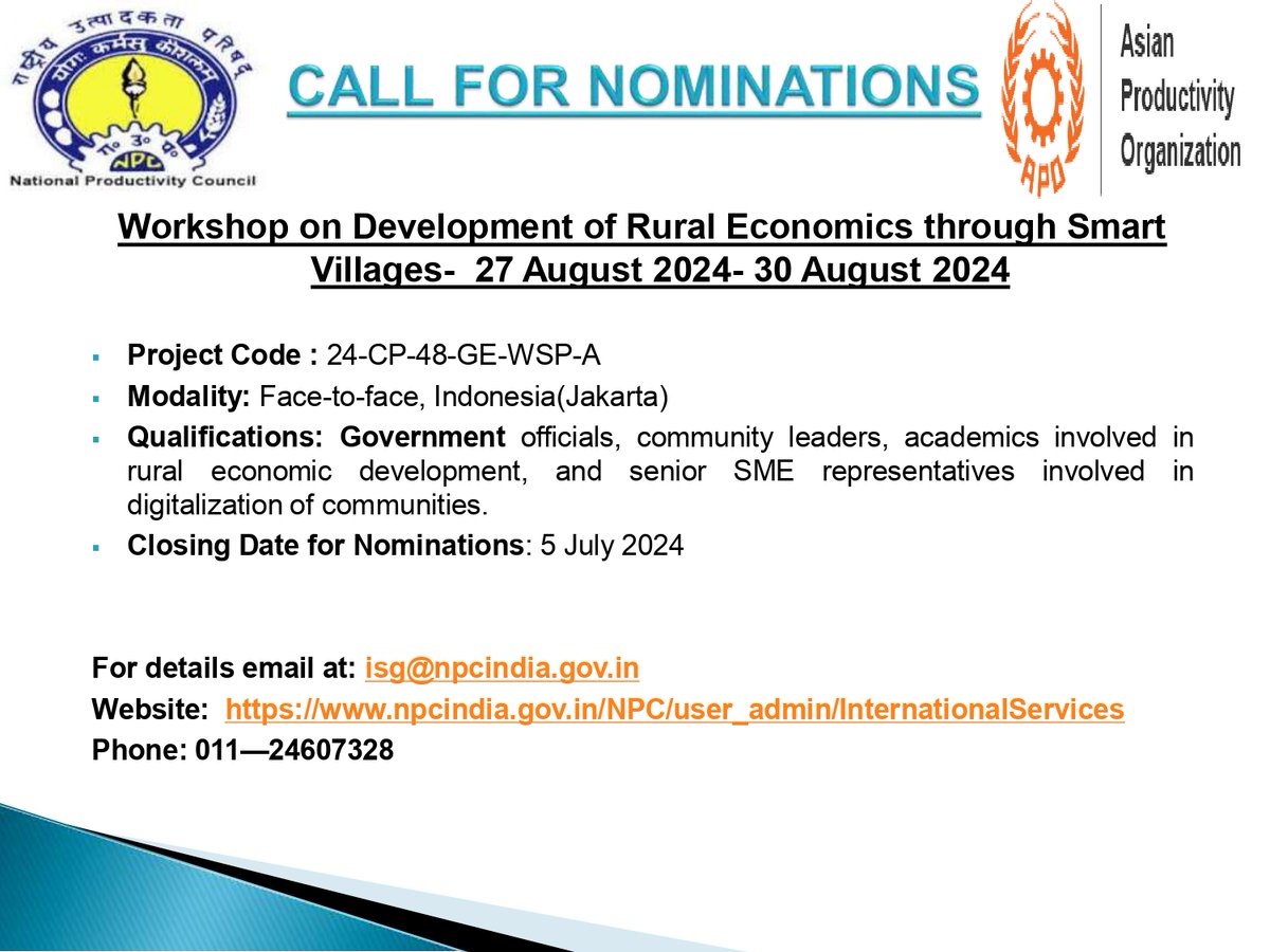 Workshop on Development of Rural Economics through Smart Villages