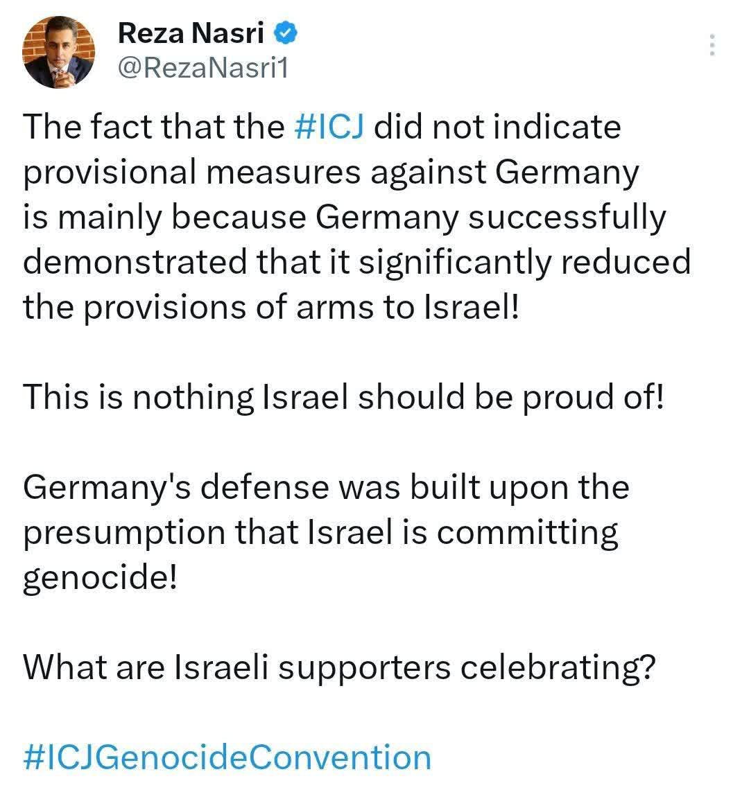 - The fact that the ICJ did not indicate provisional measures against Germany is mainly because Germany successfully demonstrated that it significantly reduced the provisions of arms to Israel! #GazaGenocide #FreePalestine