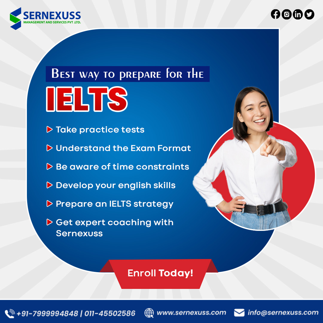 Best way to prepare for the IELTS. Connect Sernexuss!! For more information call us at +91 7999994848 or drop an email to us at info@sernexuss.com You can also chat with our experts: bit.ly/3YFARfD #ielts #ieltsexam #sernexuss #sernexussimmigraion