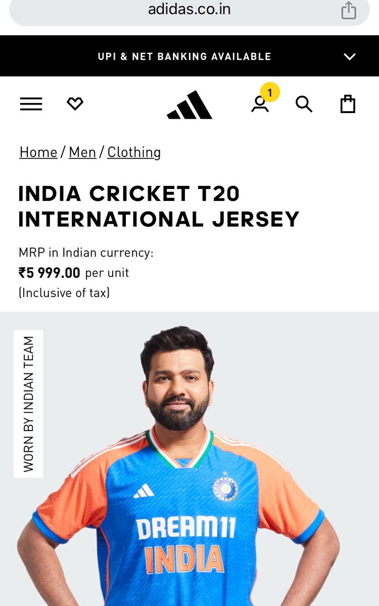 INR 5999 for Team India WC Jersey 
#adidasIndia