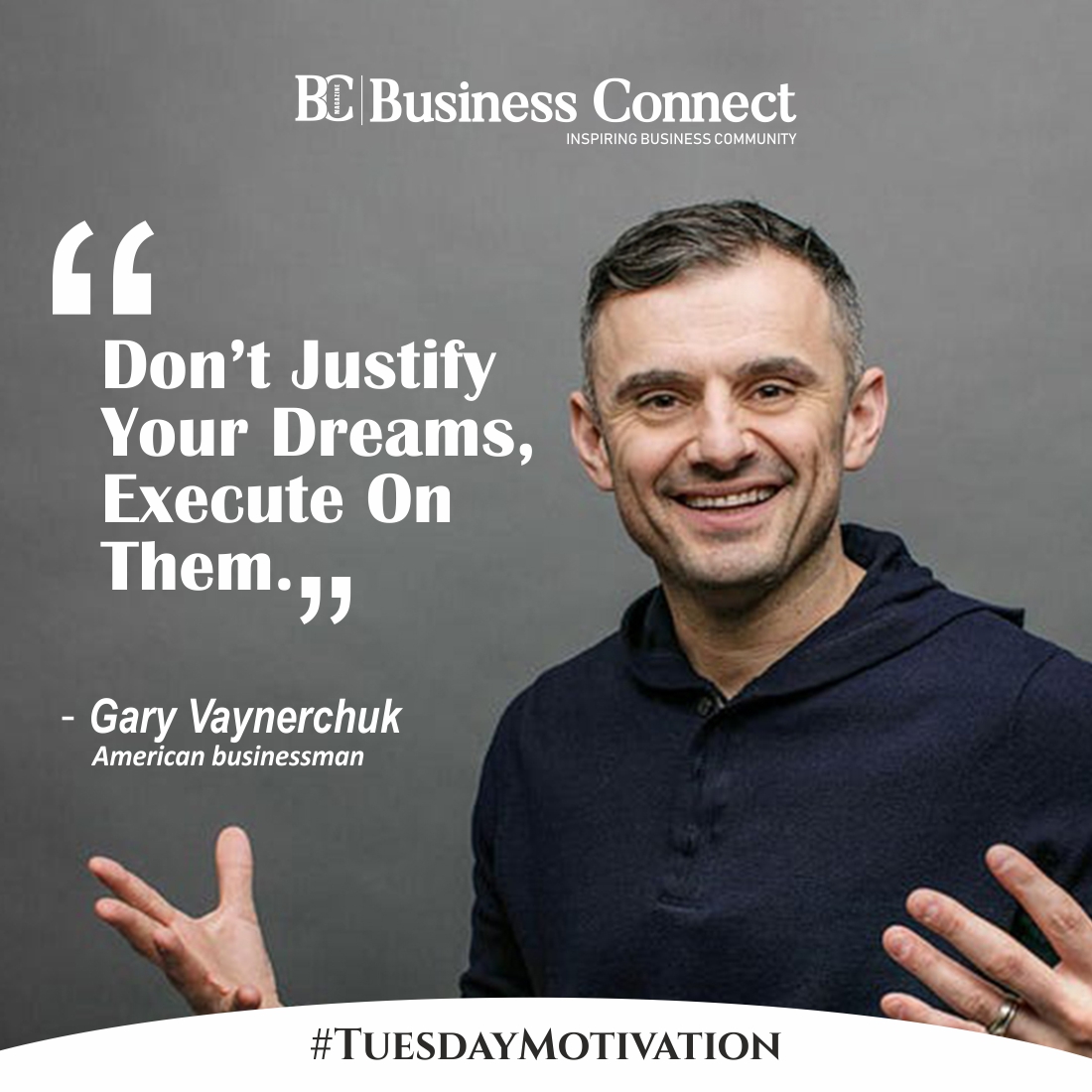 “Don’t justify your dreams, execute on them.” -Gary Vaynerchuk Must Visit our website: businessconnectindia.in #tuesdaymotivation #tuesday #tuesdayvibes #tuesdaythoughts #tuesdaymood #motivation #tuesdaymorning #motivationalquotes
