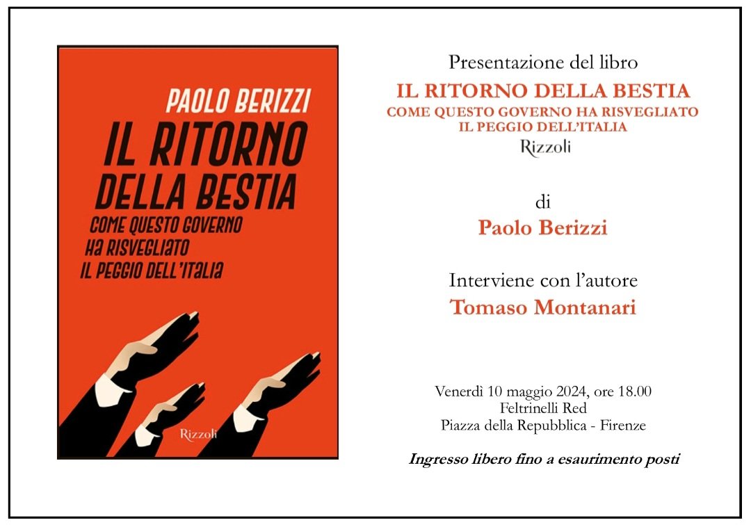 Ci vediamo a Firenze venerdì, in libreria, con @tomasomontanari ! Esserci vuol dire essere antifascisti 👇

#ilritornodellabestia