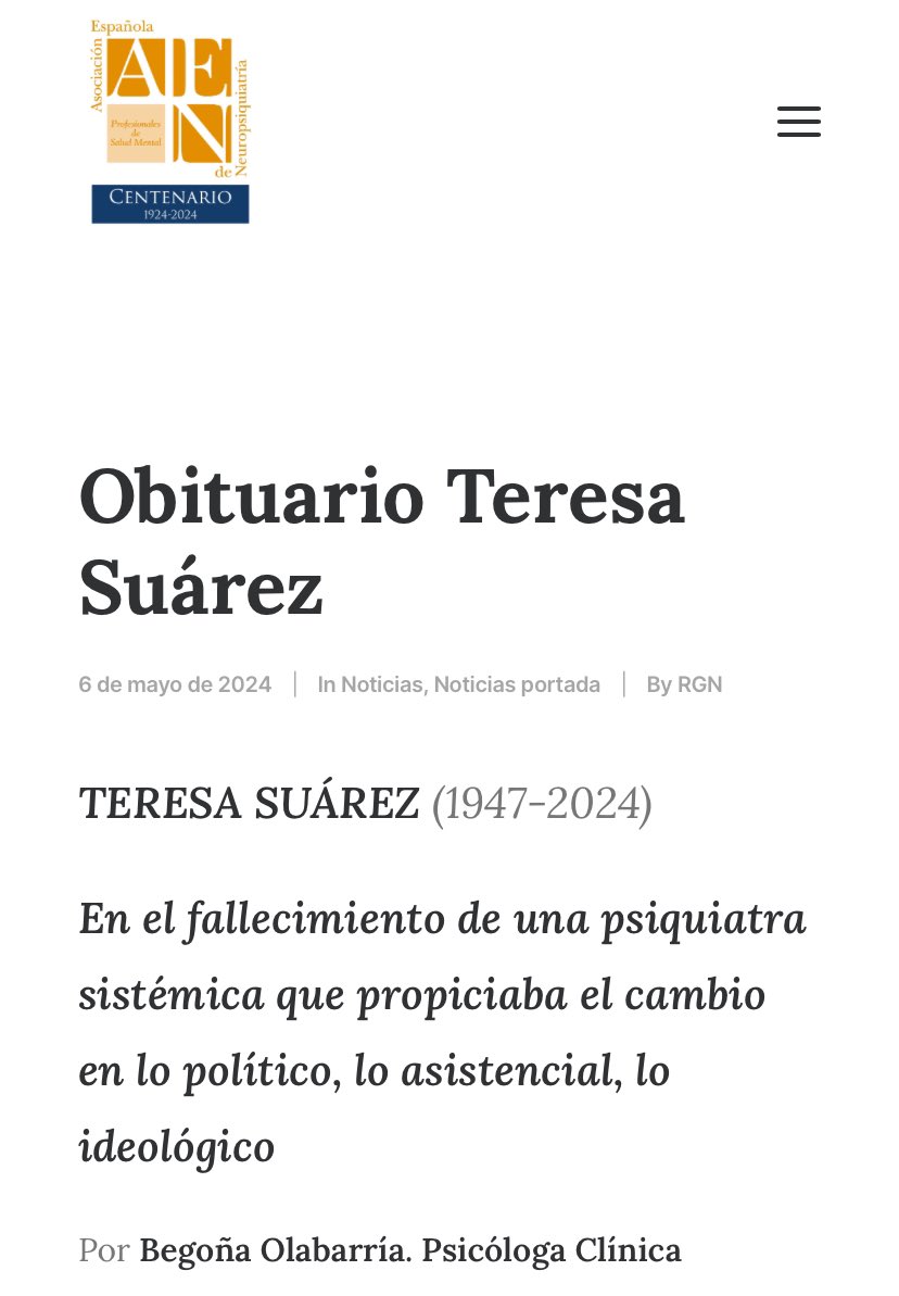 Obituario Teresa Suárez (1947-2024). Por Begoña Olabarría. aen.es/obituario-tere…