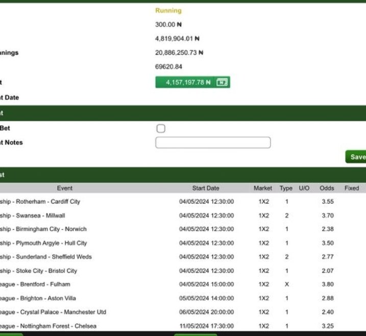 CASHOUT SAGA. 🤞🤞🤞 This person played #300 to win 20M, his last games were man united to loose and Chelsea to loose and he had 2M yesterday but didn't take. Ofcos man united lost to crystal palace and he now has 4M as cashout . Chelsea match remaining , wats ur advice to him ?