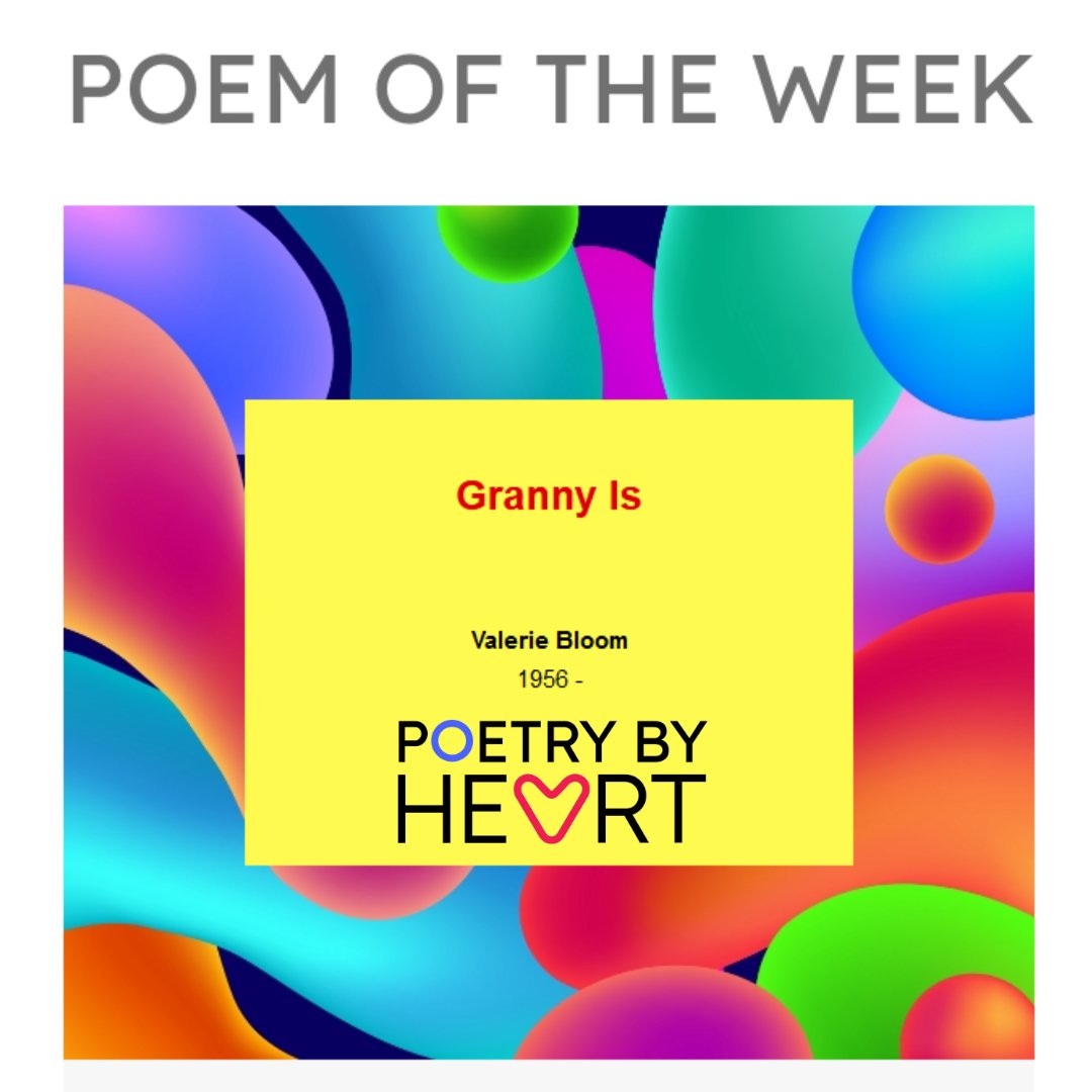 If you're looking for a poem to explore and to prompt writing, #teachers, here's the new #PoetryByHeart Poem of the Week, Granny Is by @PoetryVal Valerie Bloom. With Give it a Go tips and NEW #WordOfTheWeek as well ❤️ ow.ly/JEGl50RwFO0