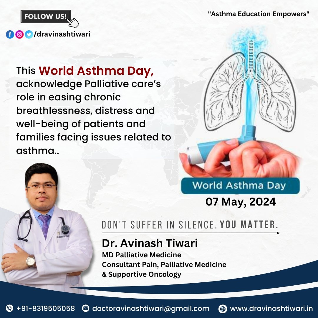 Breathing easier starts with understanding. On this World Asthma Day, let's recognize the vital role of Palliative care in comforting those battling chronic breathlessness and distress. Together, we can support the well-being of patients facing asthma and their families. 💙