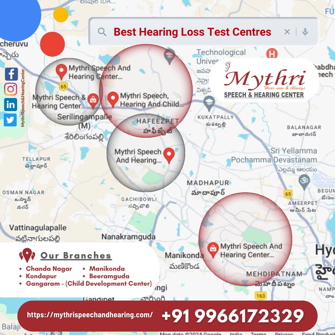 #HearingLossTest #MythriSpeechAndHearing #DrSandeepNeela #ClinicalDirector #CertifiedAudiologists #SpeechTherapists #ChandaNagar #Beeramguda #Kondapur #Manikonda #Gangaram #ComprehensiveHearingTesting #BetterHearing #Audiology #SpeechTherapy #TopQualityService #AudiologyCare