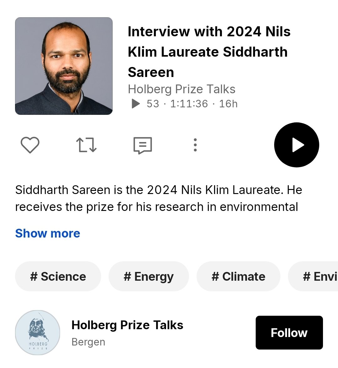 Imagine having a reflective discussion with a dear friend and collaborator about your work and values. Then imagine it being out in the world for anyone to tune into. That's how this @HolbergPrize pod feels. Deeply grateful to @HavardHaarstad for engaging: on.soundcloud.com/aMYPw